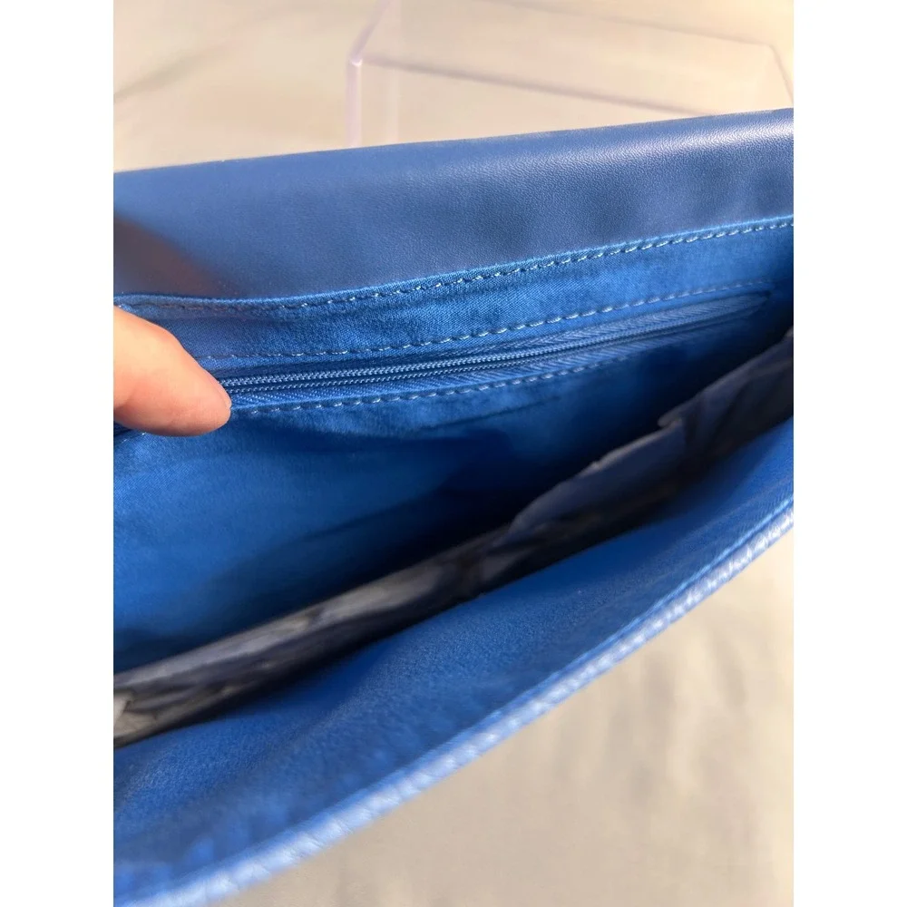 Marciano Los Angeles Blue Ombre‎ Pebbled Envelope Clutch Bag Gold Logo Handbag